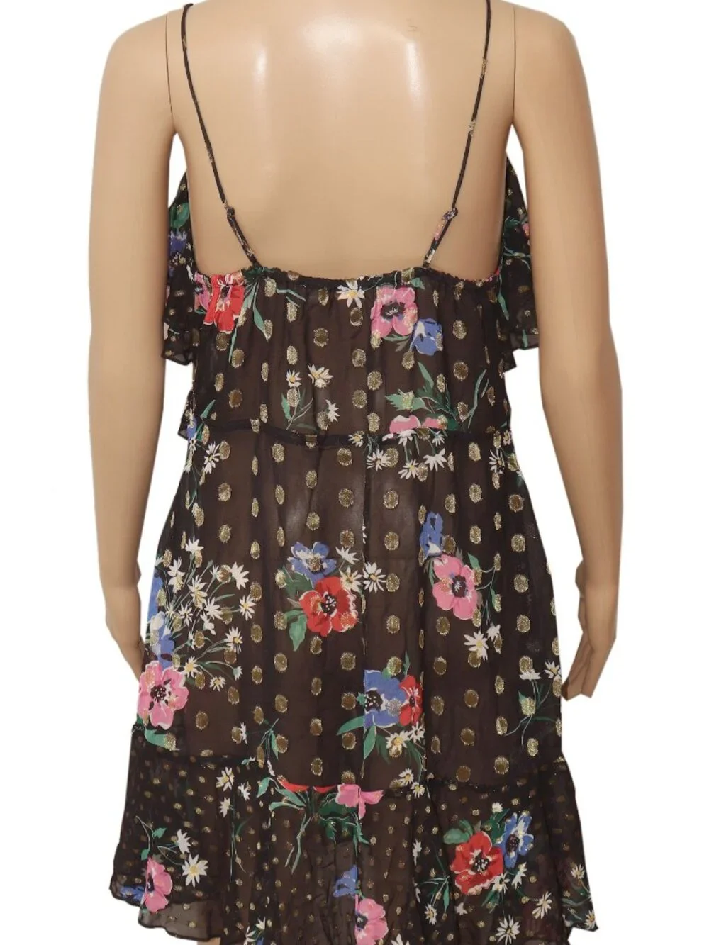 Free People FP One Rosalie Mini Slip Dress V Neck Ruffles Printed L
